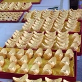 黃金元寶定制，純金元寶定做，制作千足金金元寶